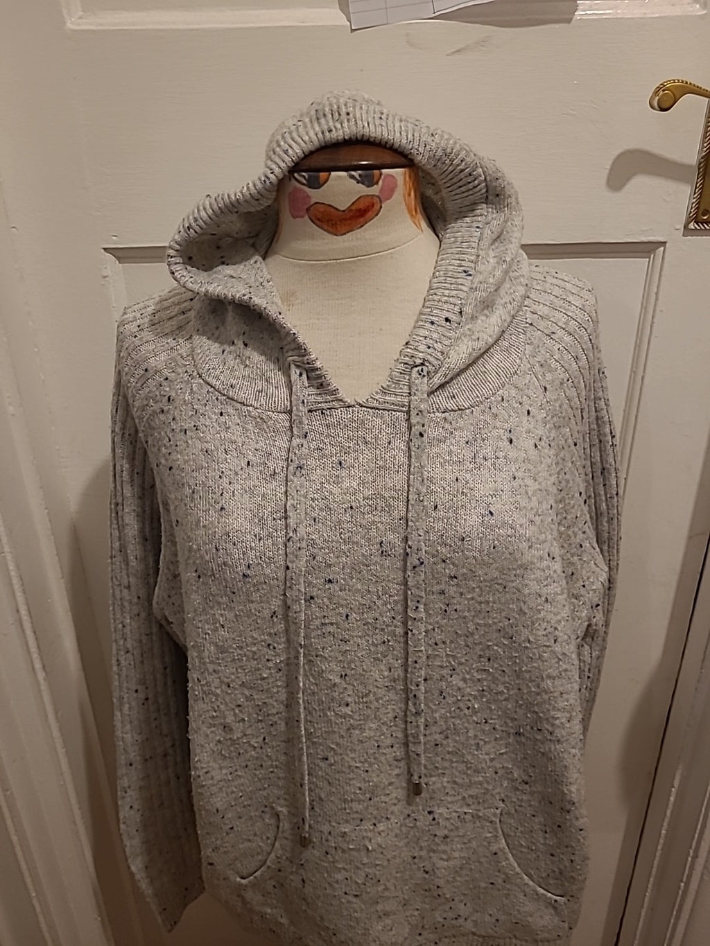 Mens Marks And Spencer Size Large Grey Fleck Long Sleeved Pullover Jumper