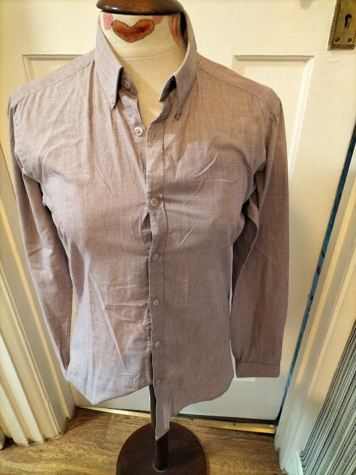 Mens Primark Size 14.5" Collar Purple Slim Fit Shirt
