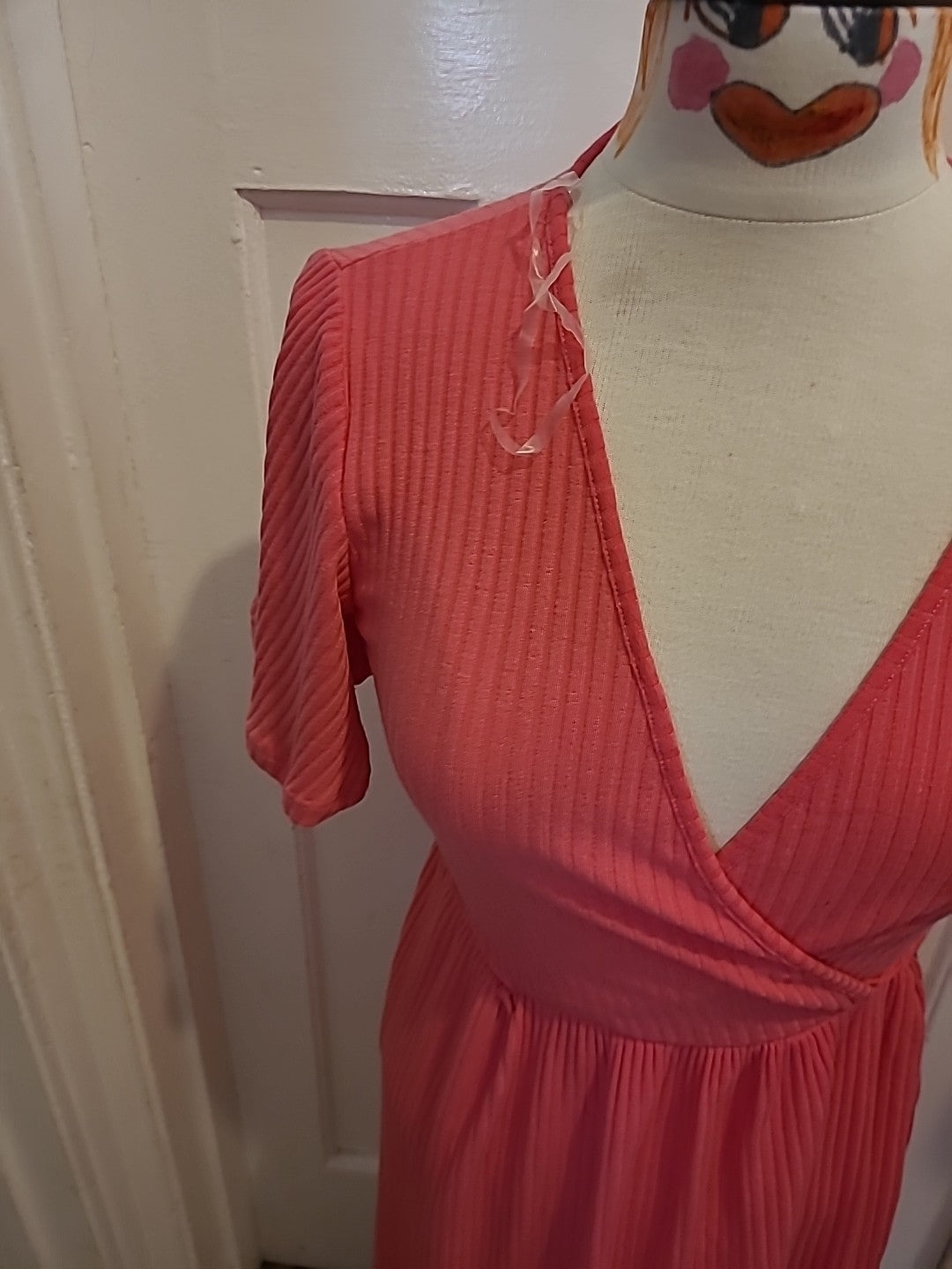 Ladies George Size 10 Pink Short Sleeved V Neck Dress