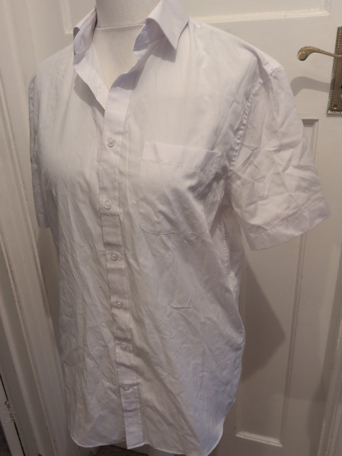 Marks And Spencer 15.5" Regular Fit White Shirt Short Sleeve