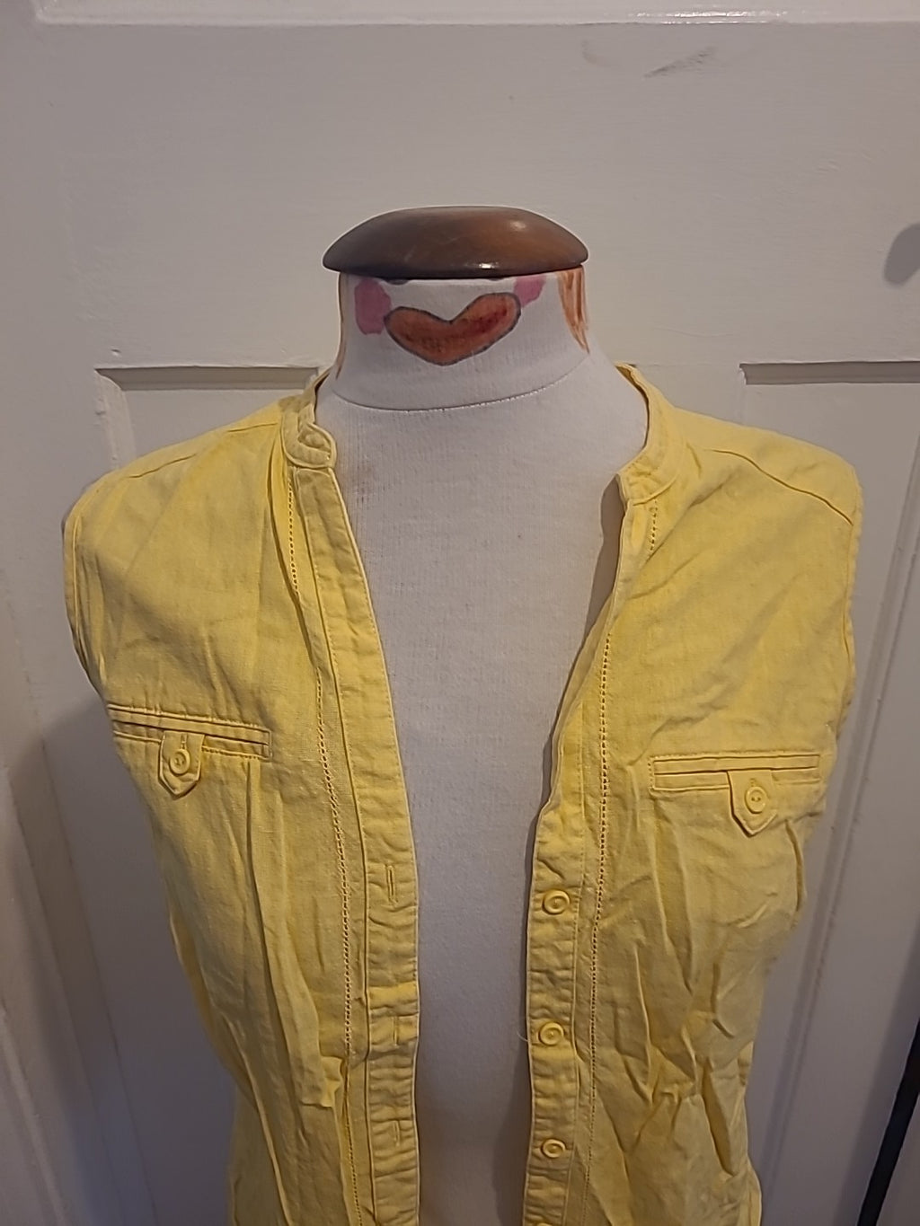 Ladies Papaya Size 12 Yellow Sleeveless Cardigan Linen Style
