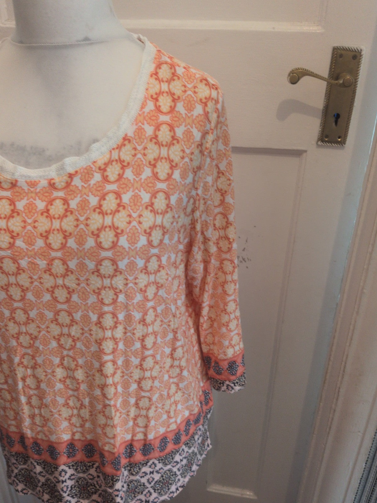Marks And Spencer 22 Coral Mix Long Sleeve Blouse