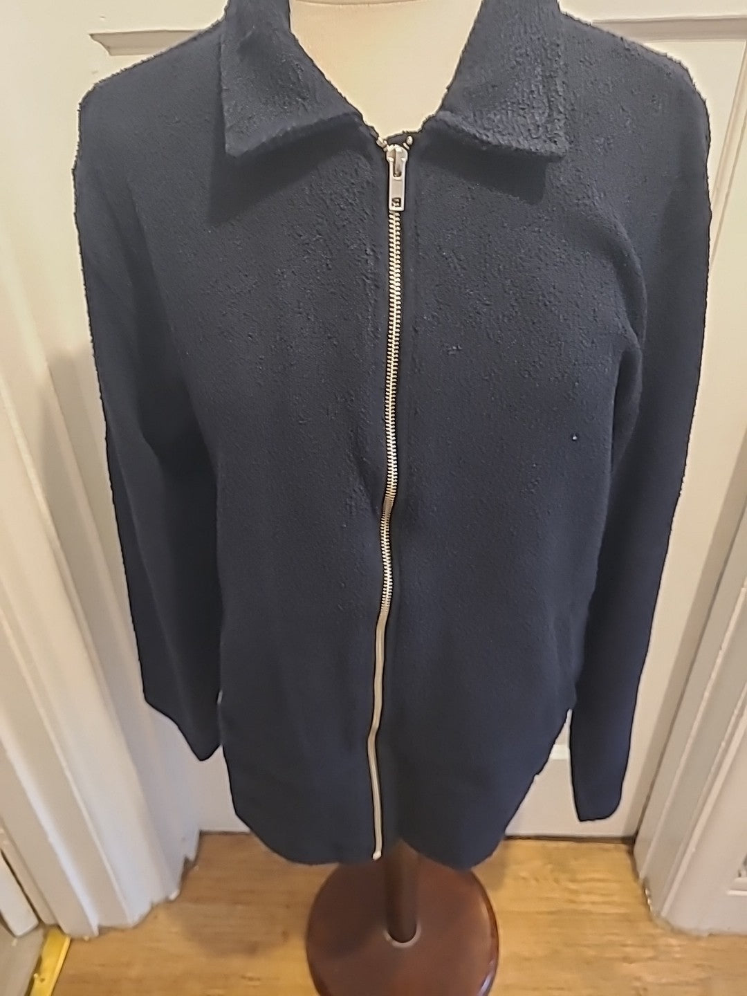 Ladies H&M Size 10-12 Black Zip Through Jacket Regular Fit