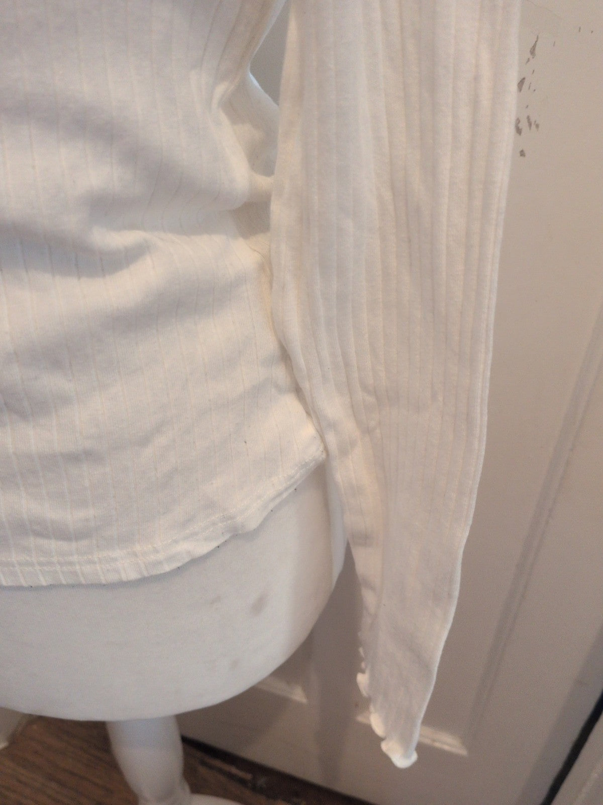 Shein Large White Scollopped Hems Long Sleeve Blouse