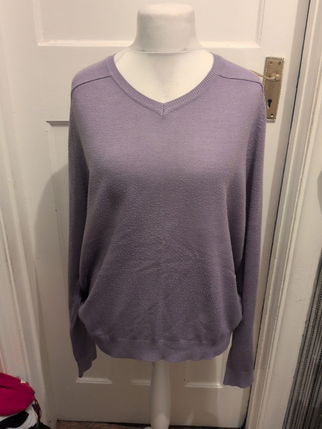 F&F Large Purple V Neck Jumper Bobbling