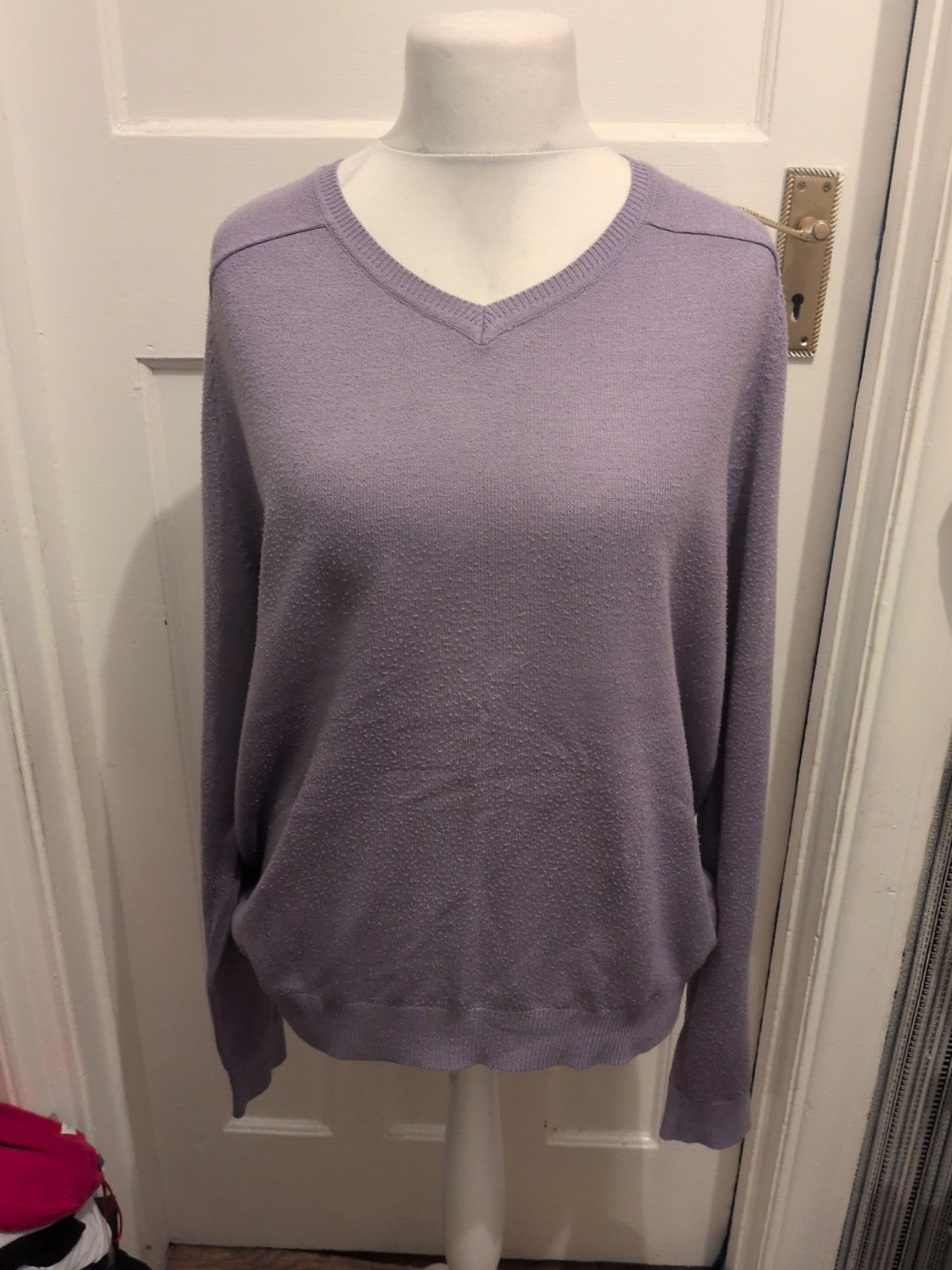 F&F Large Purple V Neck Jumper Bobbling