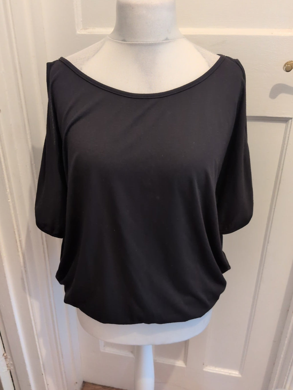 Shein Large Black Short Open Sleeves T-shirt