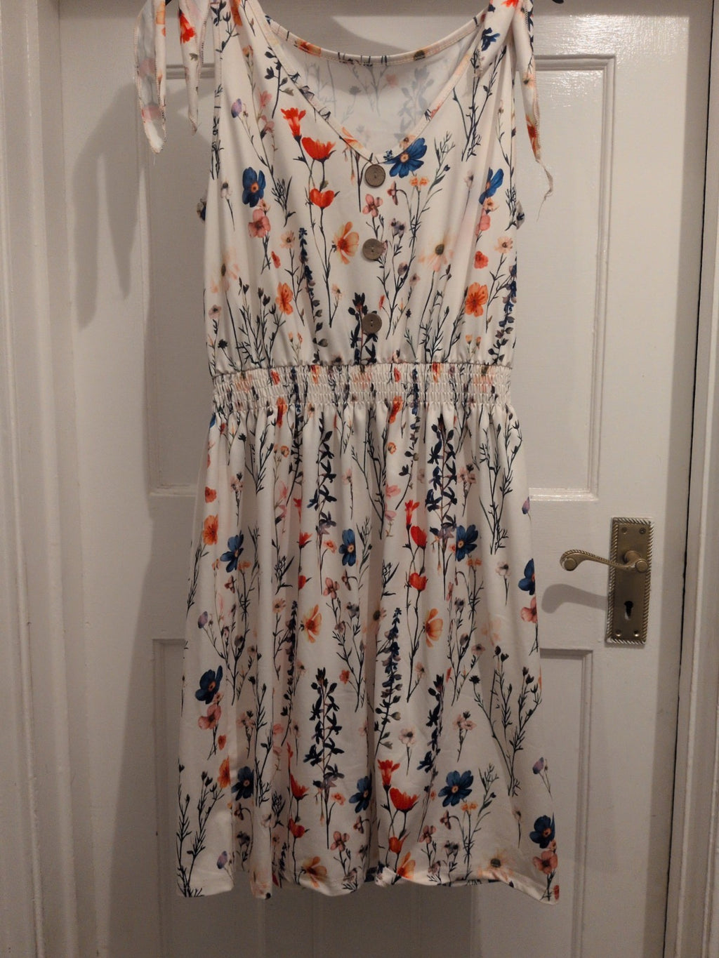 Shein Medium Flower Pattern Fit And Flare Knee Length Dress