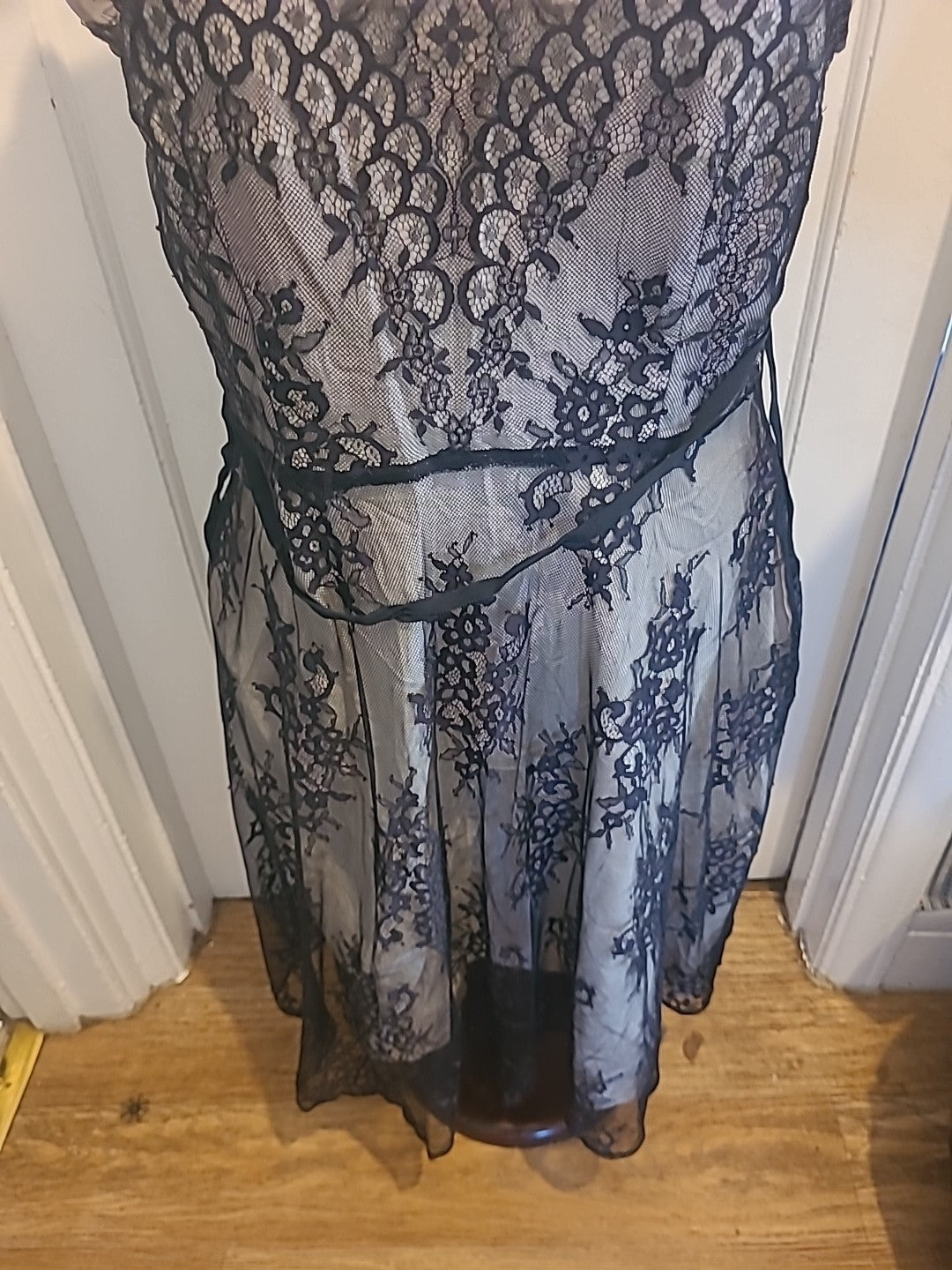 Ladies Marks And Spencer Size 14 Beige Mix Black Short Sleeved Midi Dress