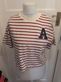 River Island 10 Relaxed Red White Stripe T-shirt Short Sleeve