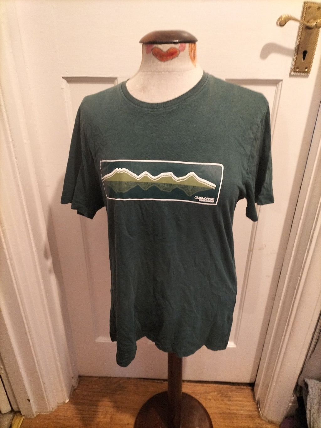 Mens Craighoppers Size Medium Green Short Sleeved Printed Tshirt