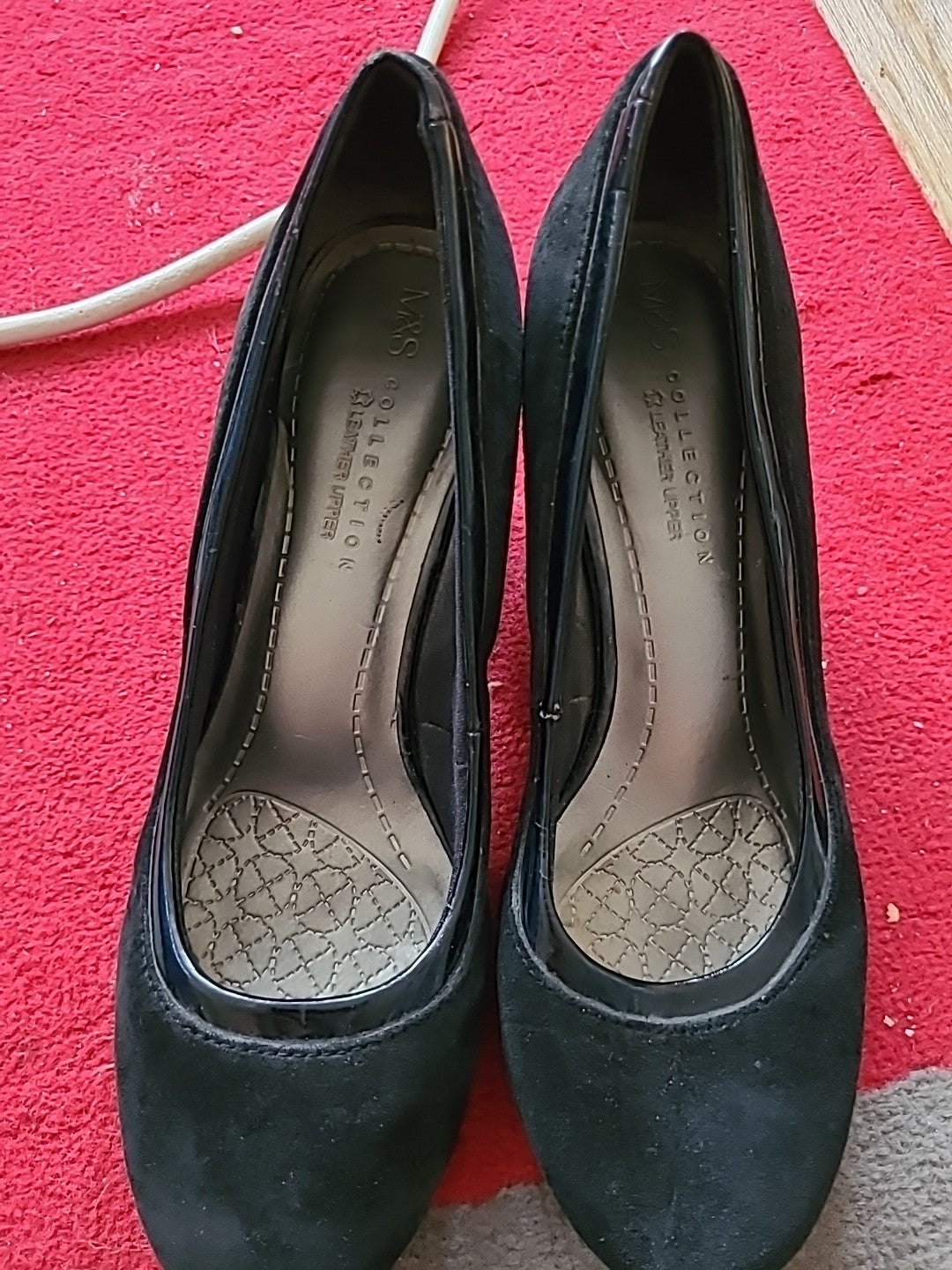 Ladies Marks And Spencer Size Uk 6 Black Leather Upper Heels