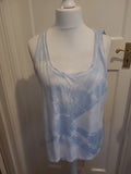 Ladies Marks And Spencer Size 12 Pale Blue And White Dye Sleeveless Tshirt
