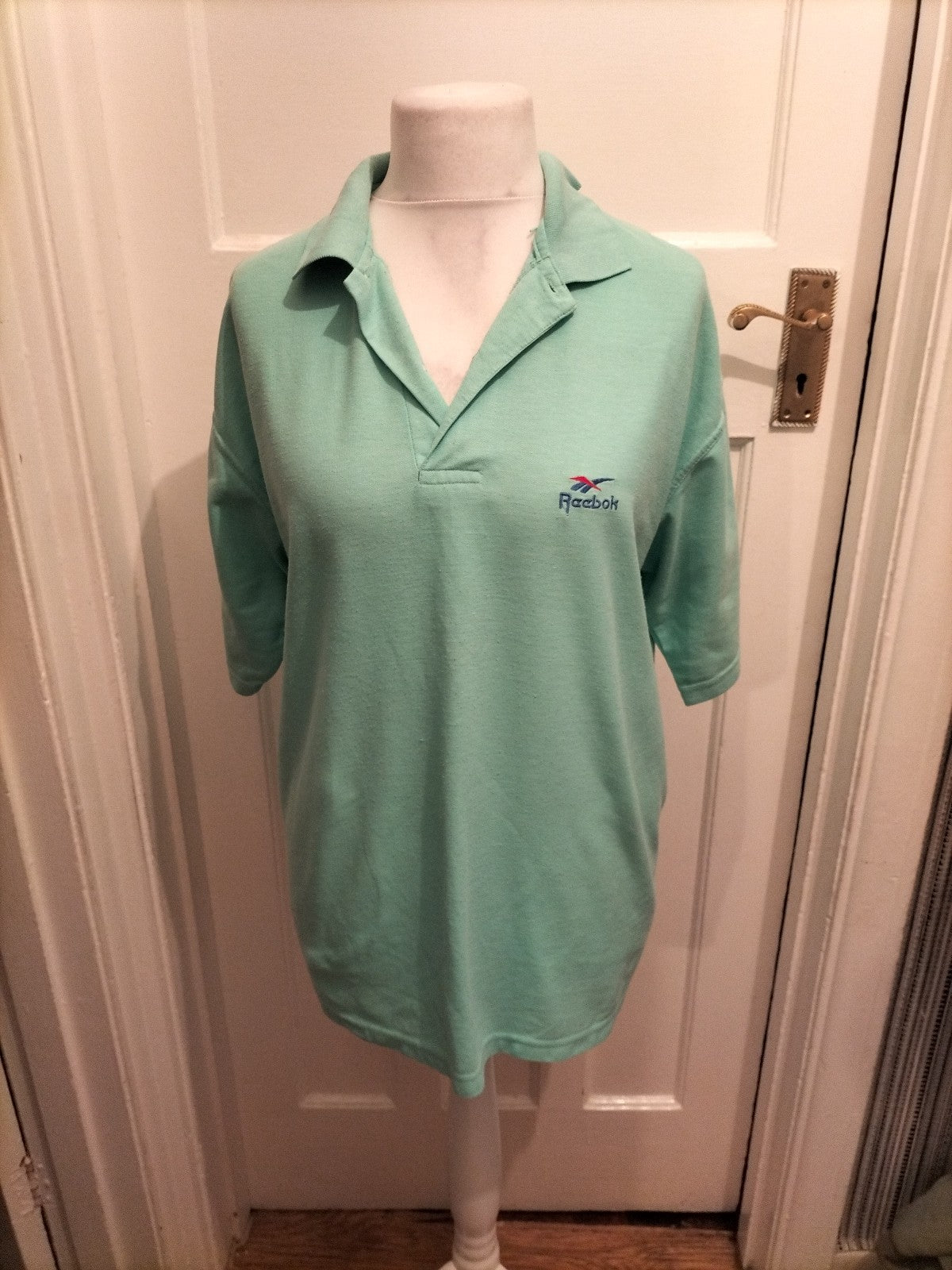 Mens Reebok Size XL Aqua Blue Short Sleeved Polo