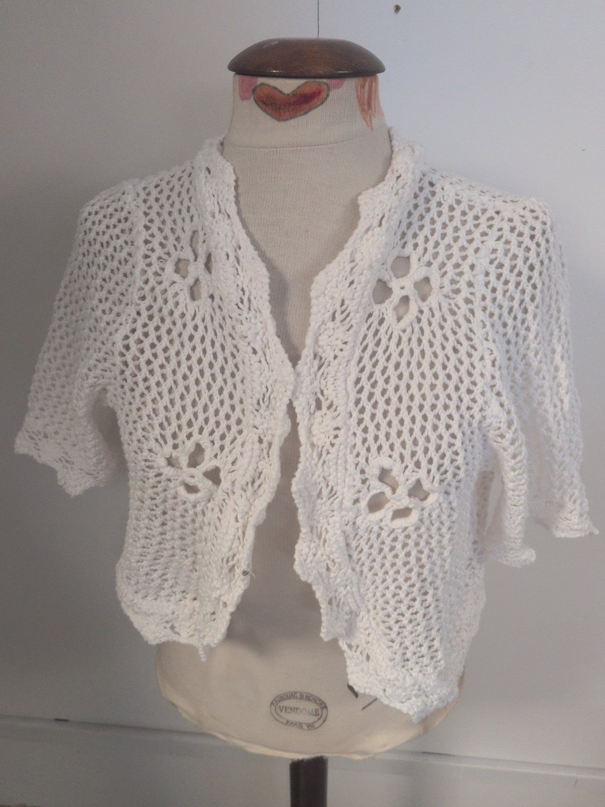 Damart Small White Knit Open Blouse