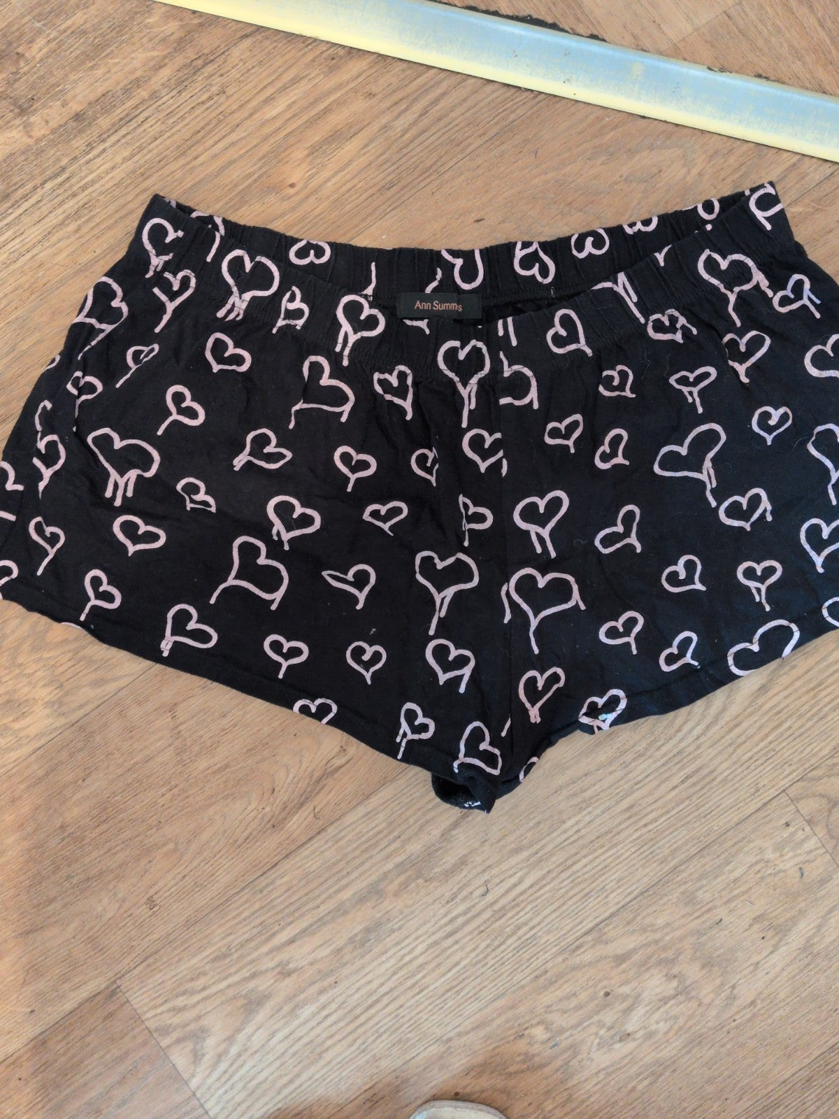 Ladies Ann Summers Size XL Black Heart Pyjama Shorts