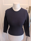 Ladies Freesoul Size Large Navy Ribbed Long Sleeve Top