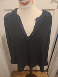Ladies Zara Size Small Black Bobble Detail Long Sleeved Blouse
