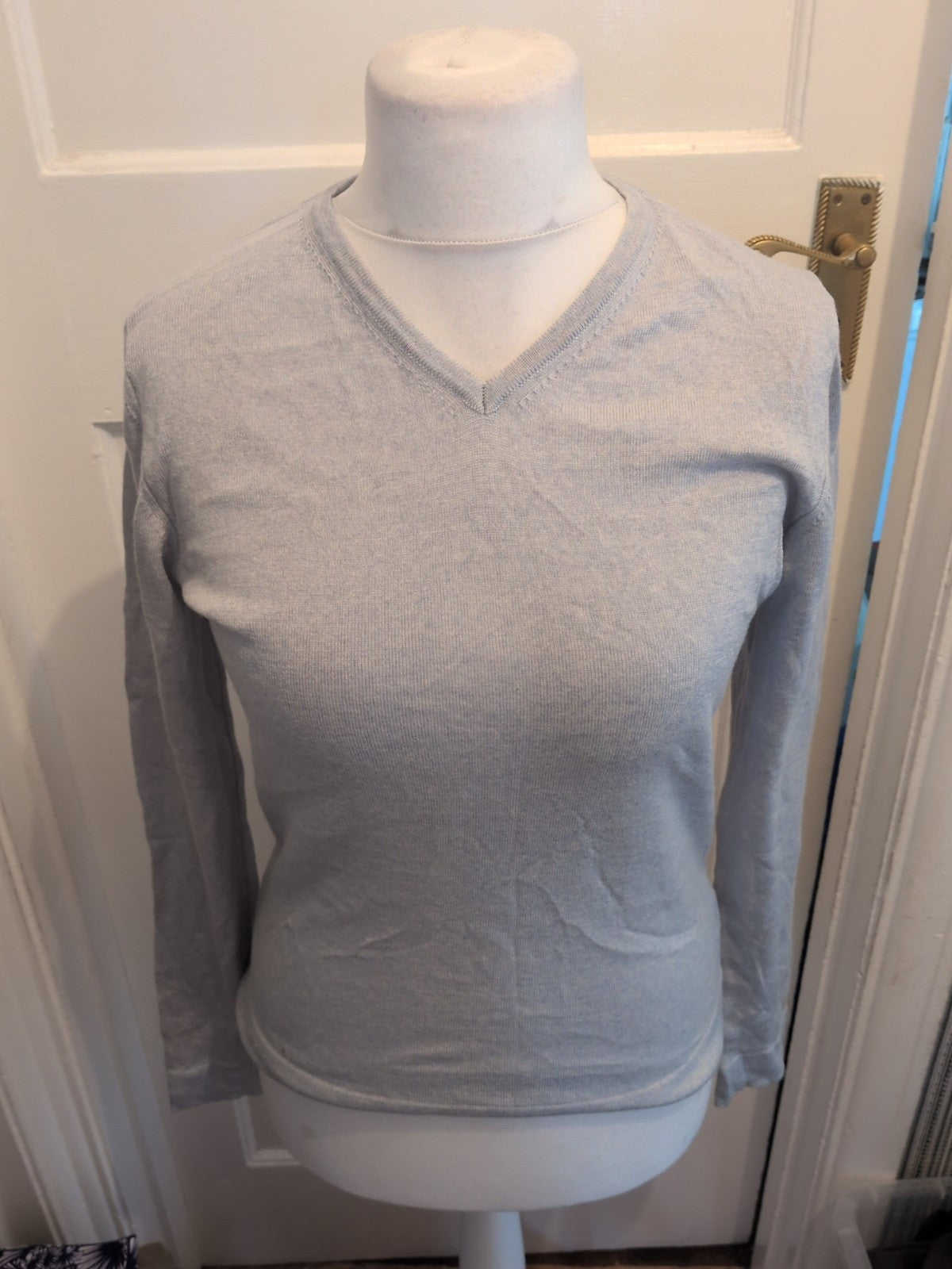 Mens French Connection Size Small Blue V Neck Jumper