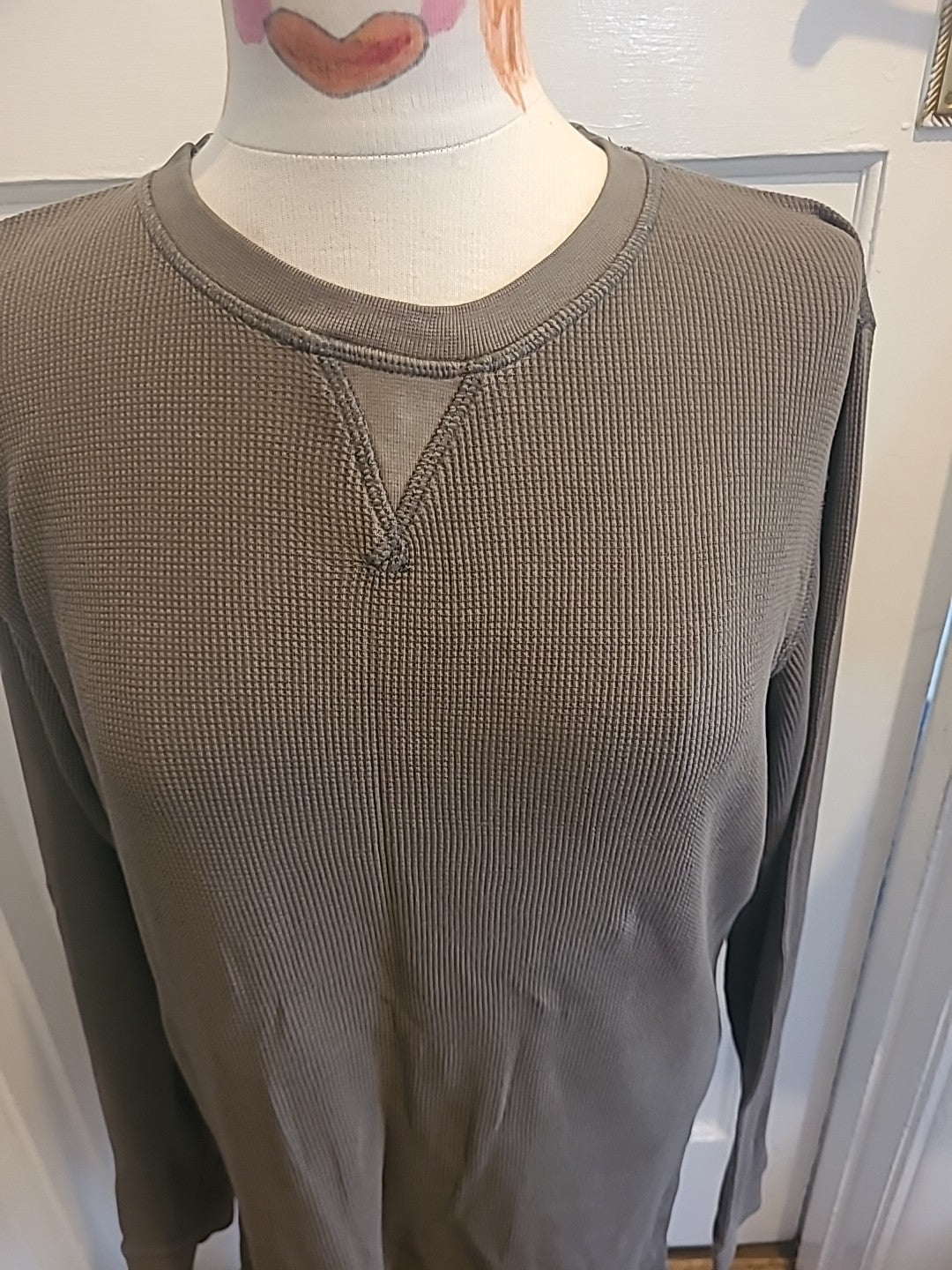 Mens Next Size Large Khaki Ribbed Long Sleeved Pullover Jumper
