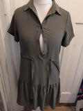 Ladies New Look Size 8 Khaki Collared Short Sleeve Dress