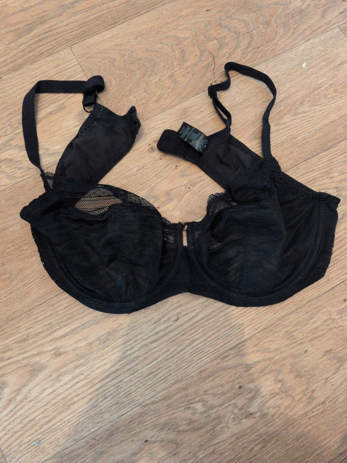 George 38D Black Wired Lace Bra No Padding
