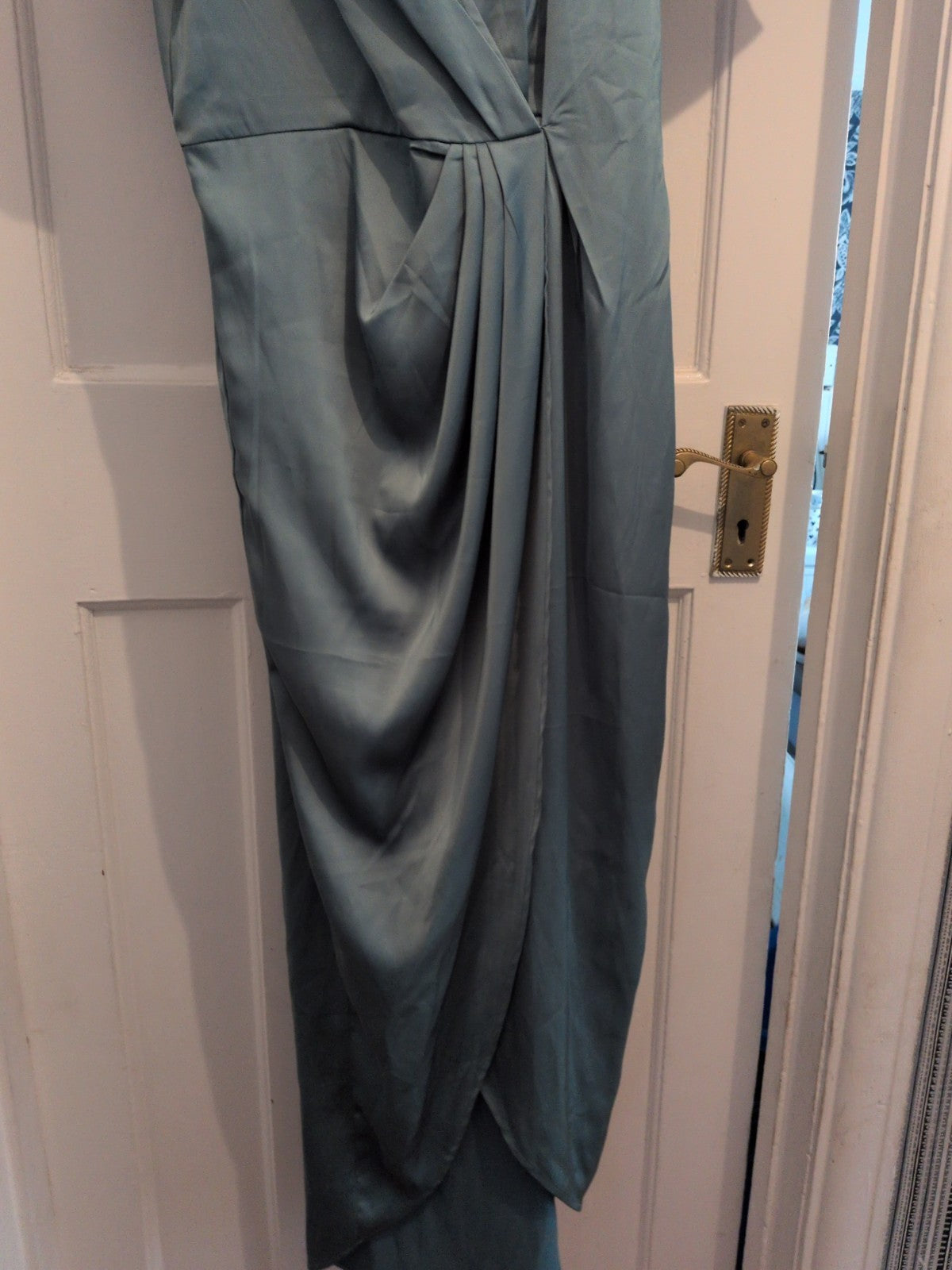 Shein Metallic Green Medium Short Sleeve Long Length Dress