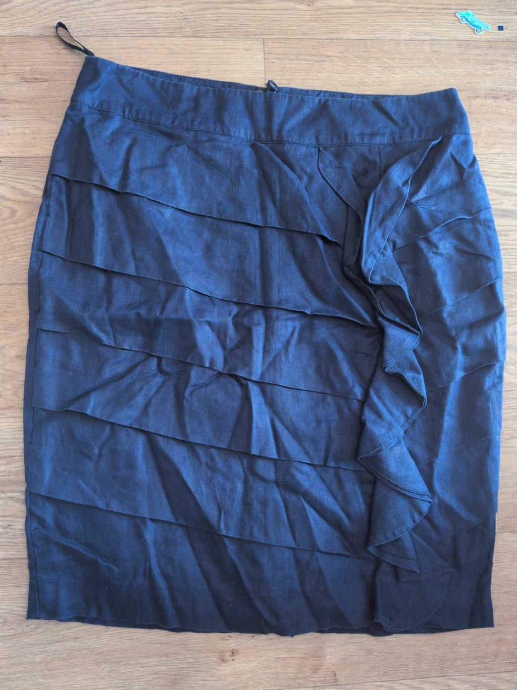 Per Una 14 Navy Pleat Skirt Knee Length
