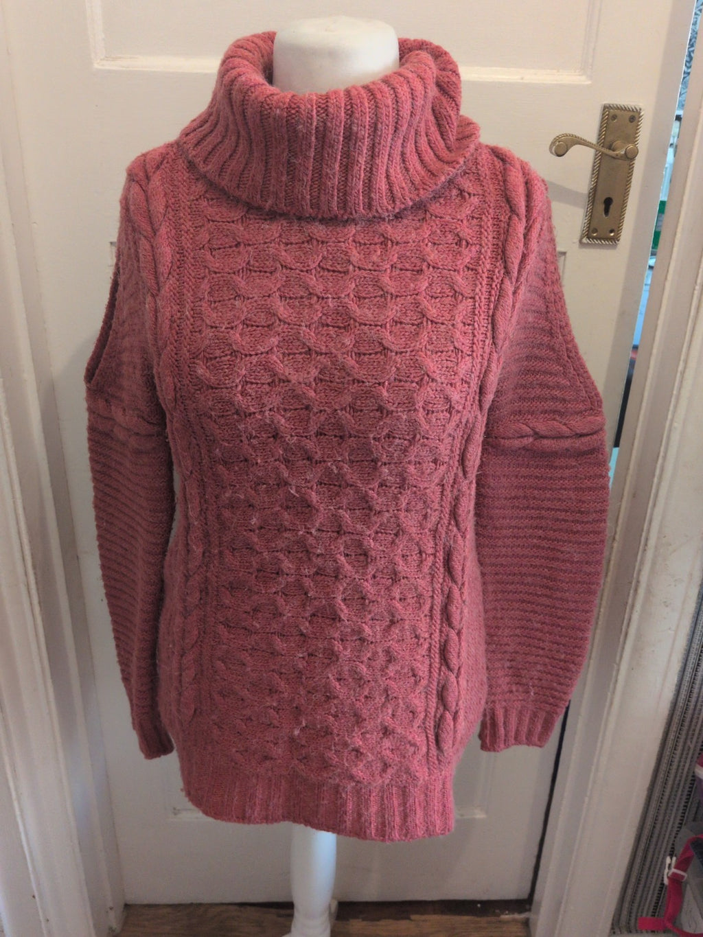 Ladies Tu Size 14 Deep Pink Knit High Neck Long Sleeve Jumper