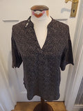 Ladies Primark Size 8 Beige Black Splodge Short Sleeved Tshirt