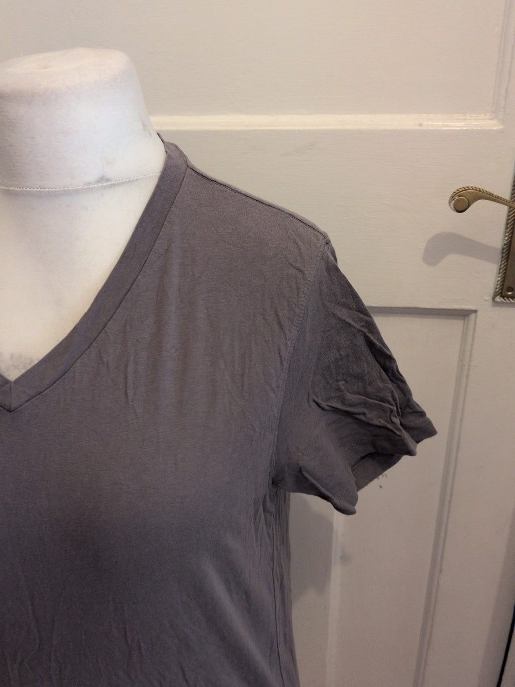 Next Medium Grey V Neck Slim Fit T-shirt Short Sleeve