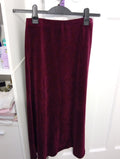 Ladies Burgundy Velvet A-line Long Skirt Adini Size XS