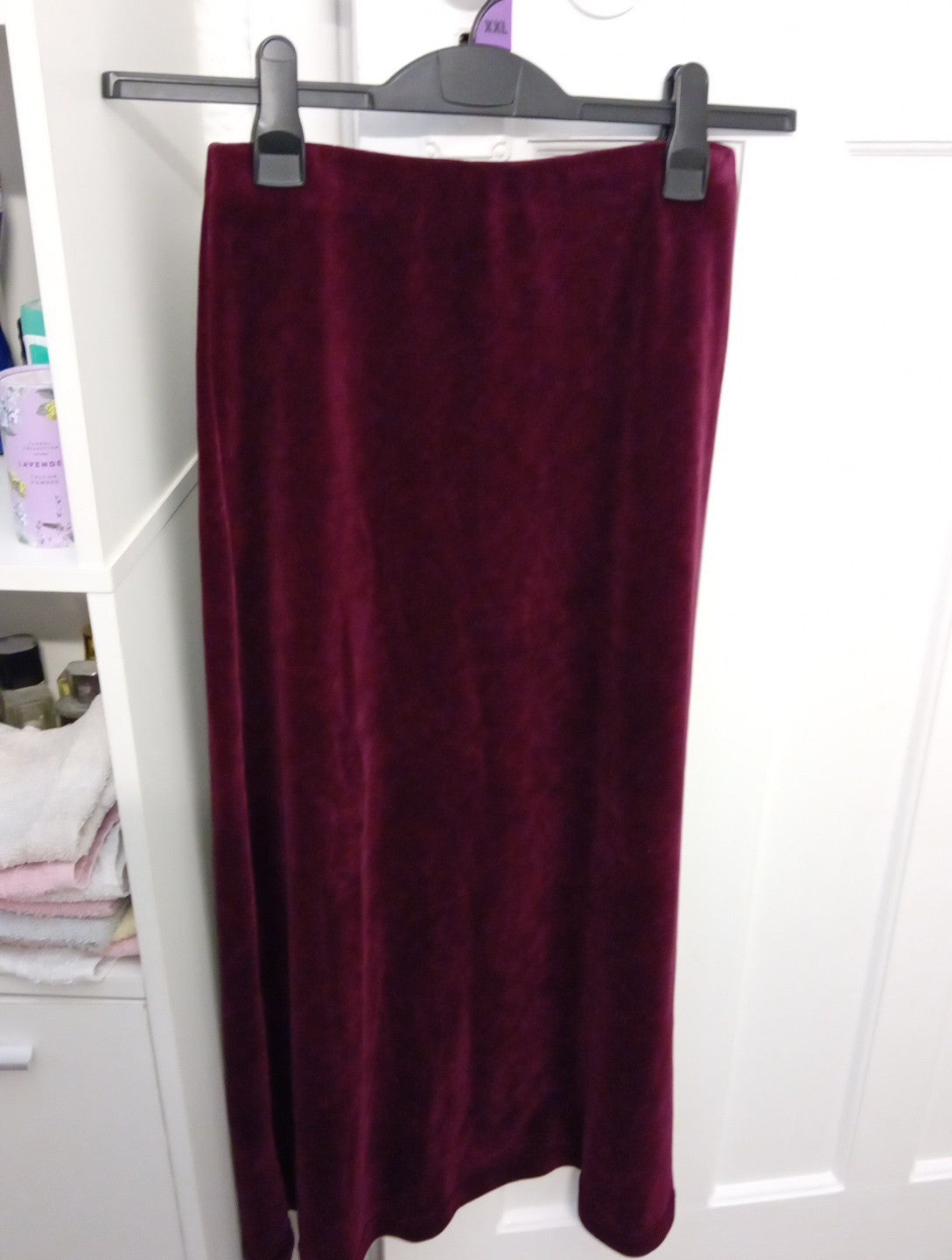 Ladies Burgundy Velvet A-line Long Skirt Adini Size XS