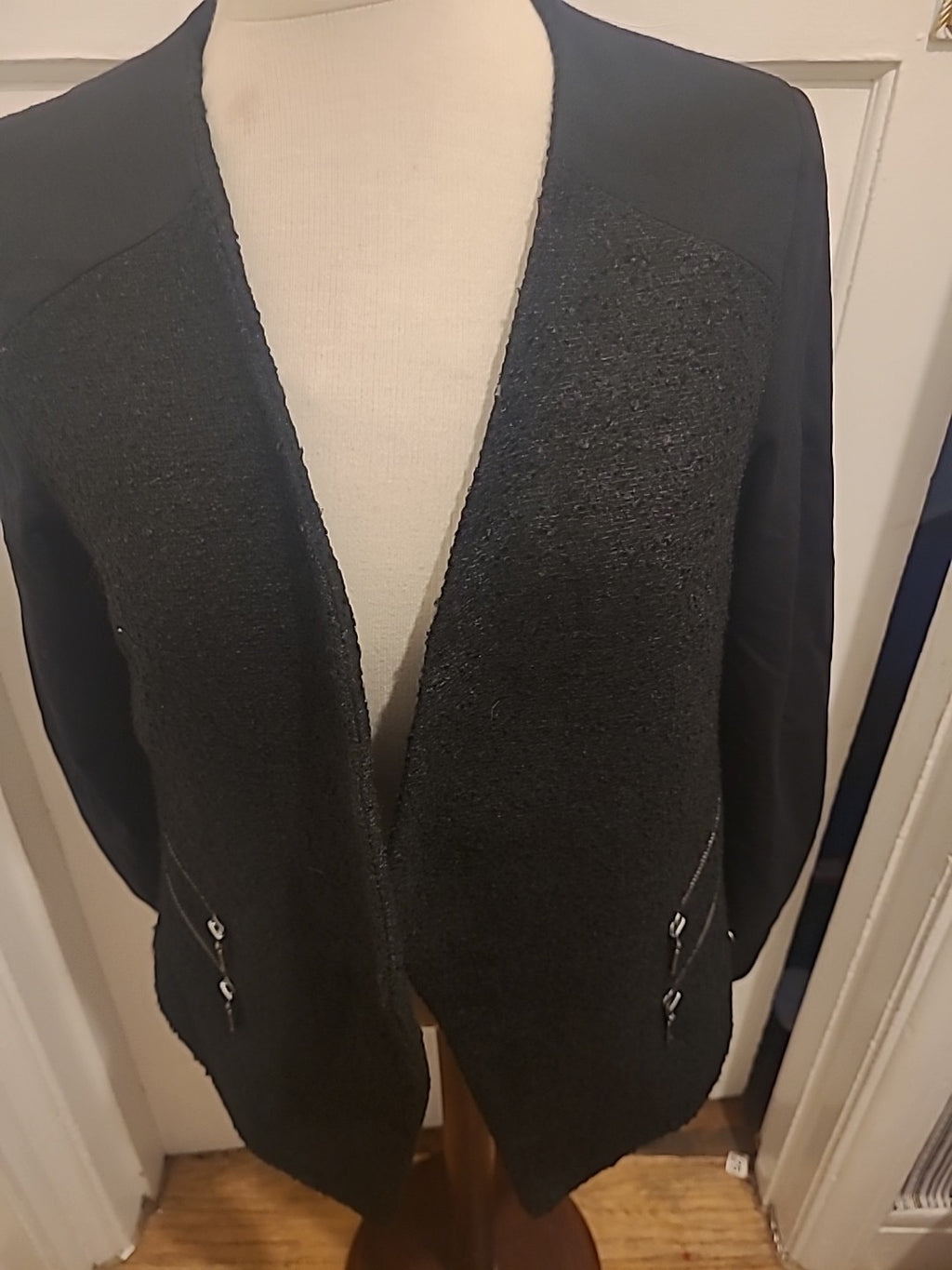 Ladies Miss Captain Trend Size 40T Black Lined Blazer Jacket
