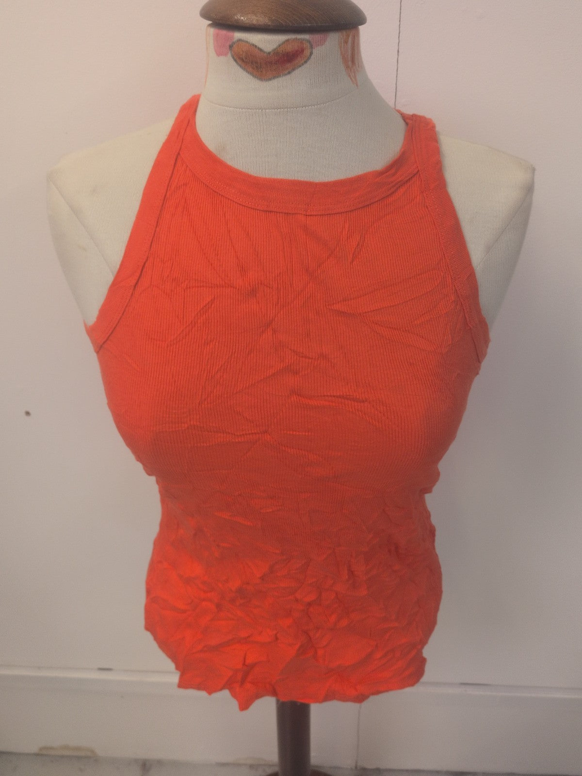 Ladies River Island Size 14 Bright Orange Sleeveless T-shirt