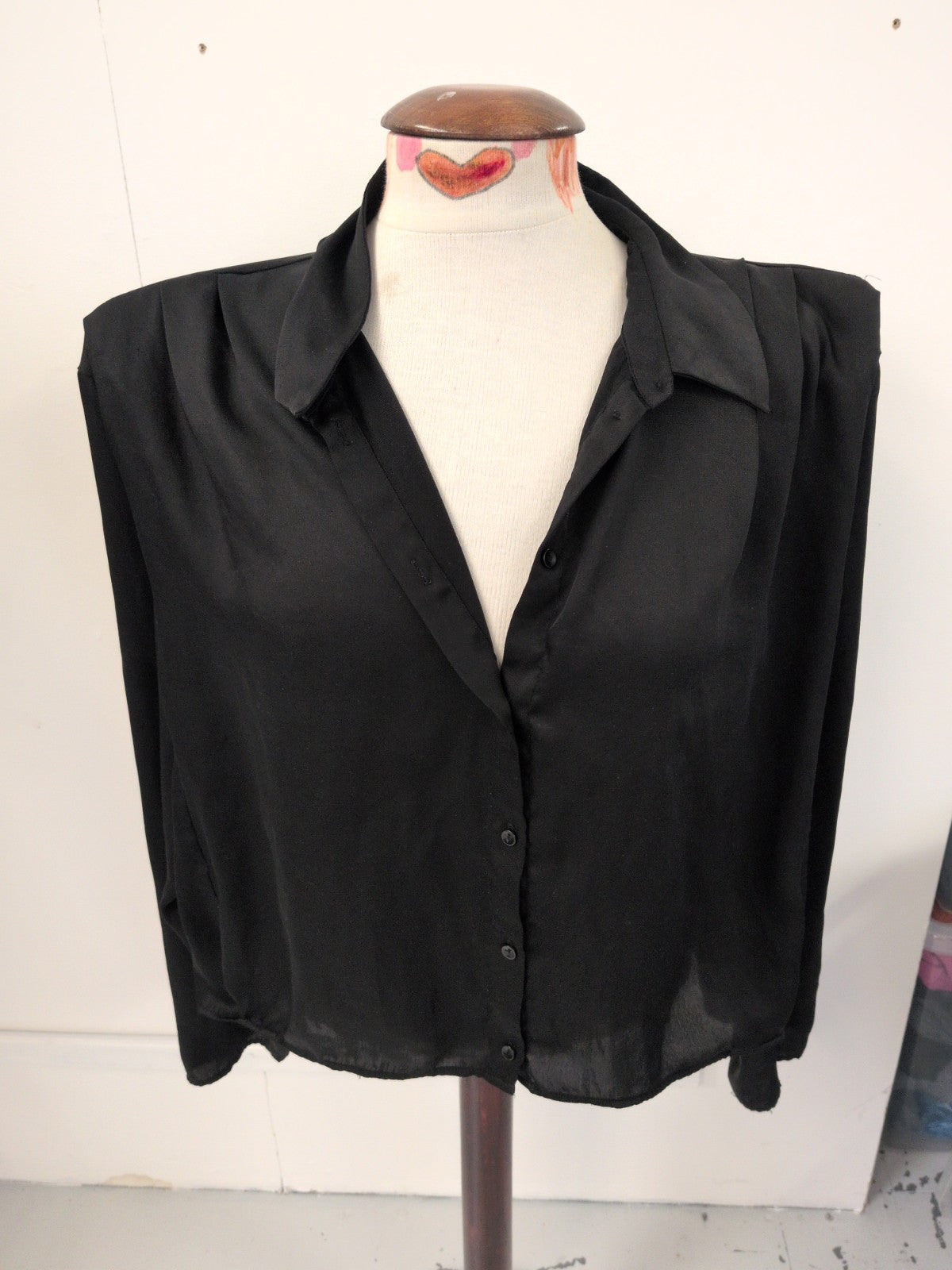 Primark 18 Black Padded Long Sleeve Blouse