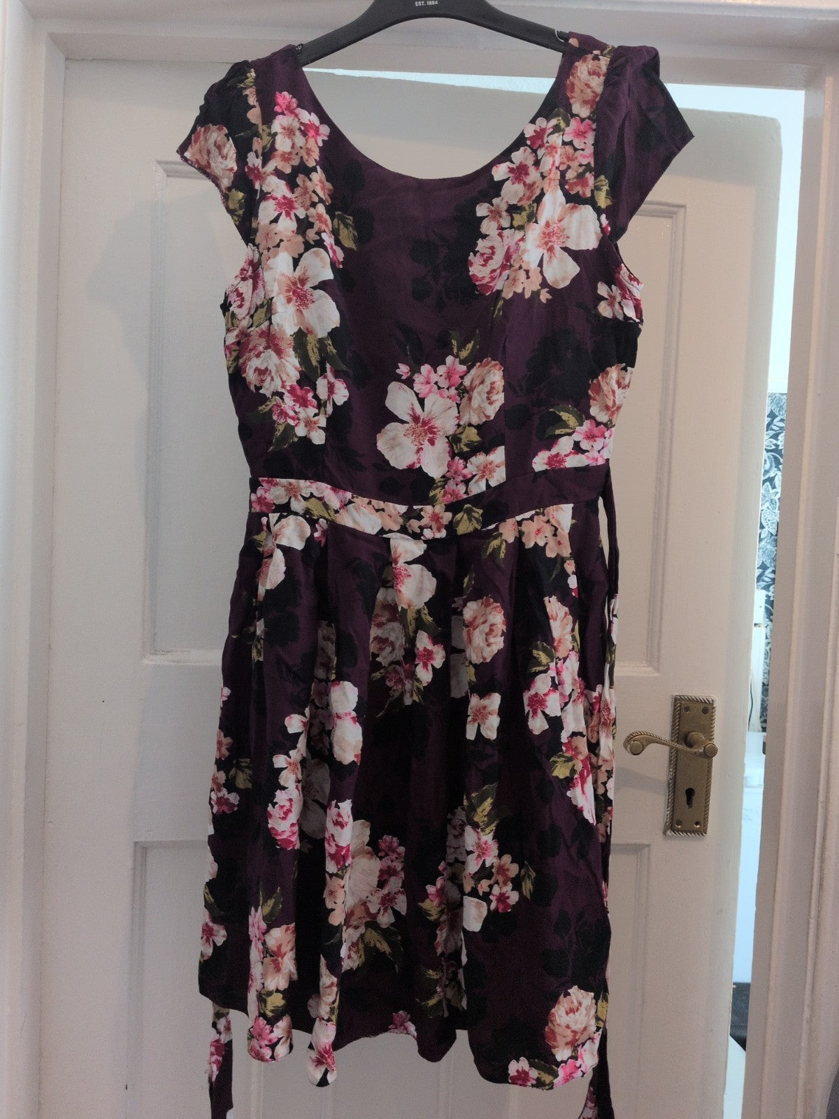 Dorothy Perkins 12 Purple Floral Sleeveless Knee-midi Dress