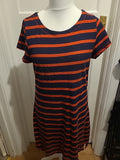 Ladies Hatley Size Large Navy And Red Striped Short Sleeved Dress