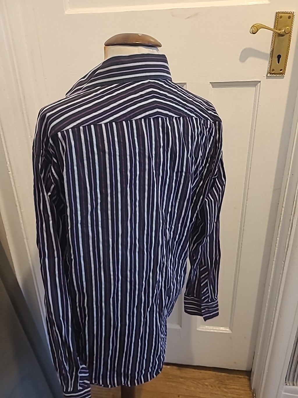 Mens Jeff&Co Size Large Purple White Black Long Sleeved Shirt