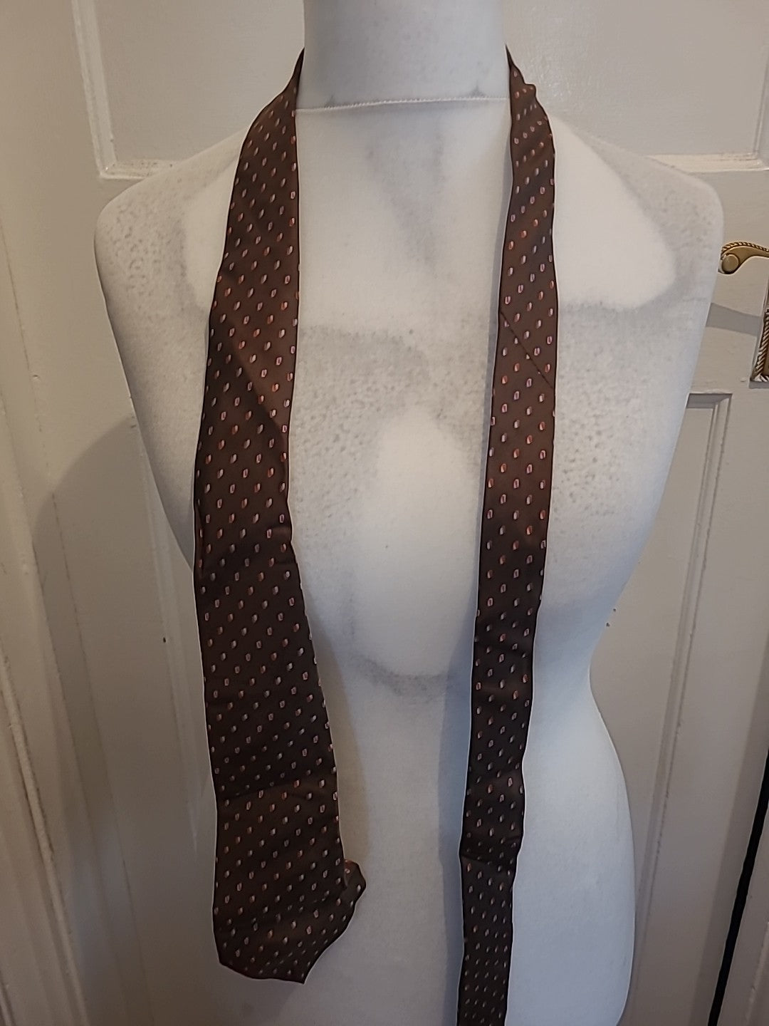 Mens St Michael 100% Silk Brown Pattern Tie