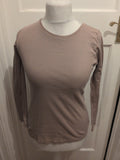 Ladies Peacocks Size 16 Long Sleeve Pale Brown T-shirt