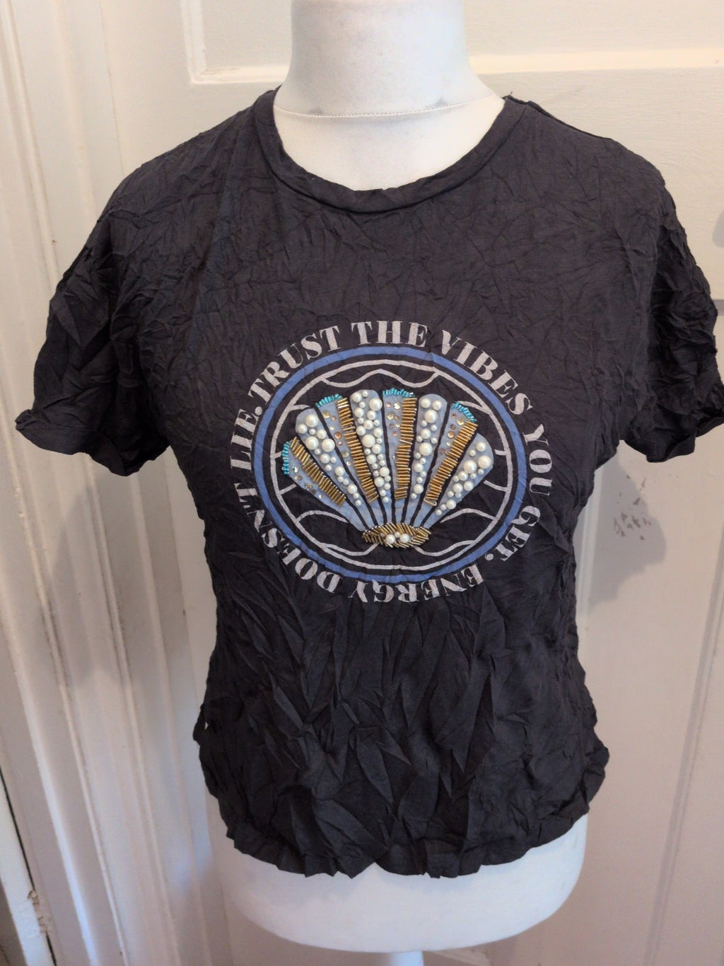Stradivarius Medium Black Print T-shirt Short Sleeve