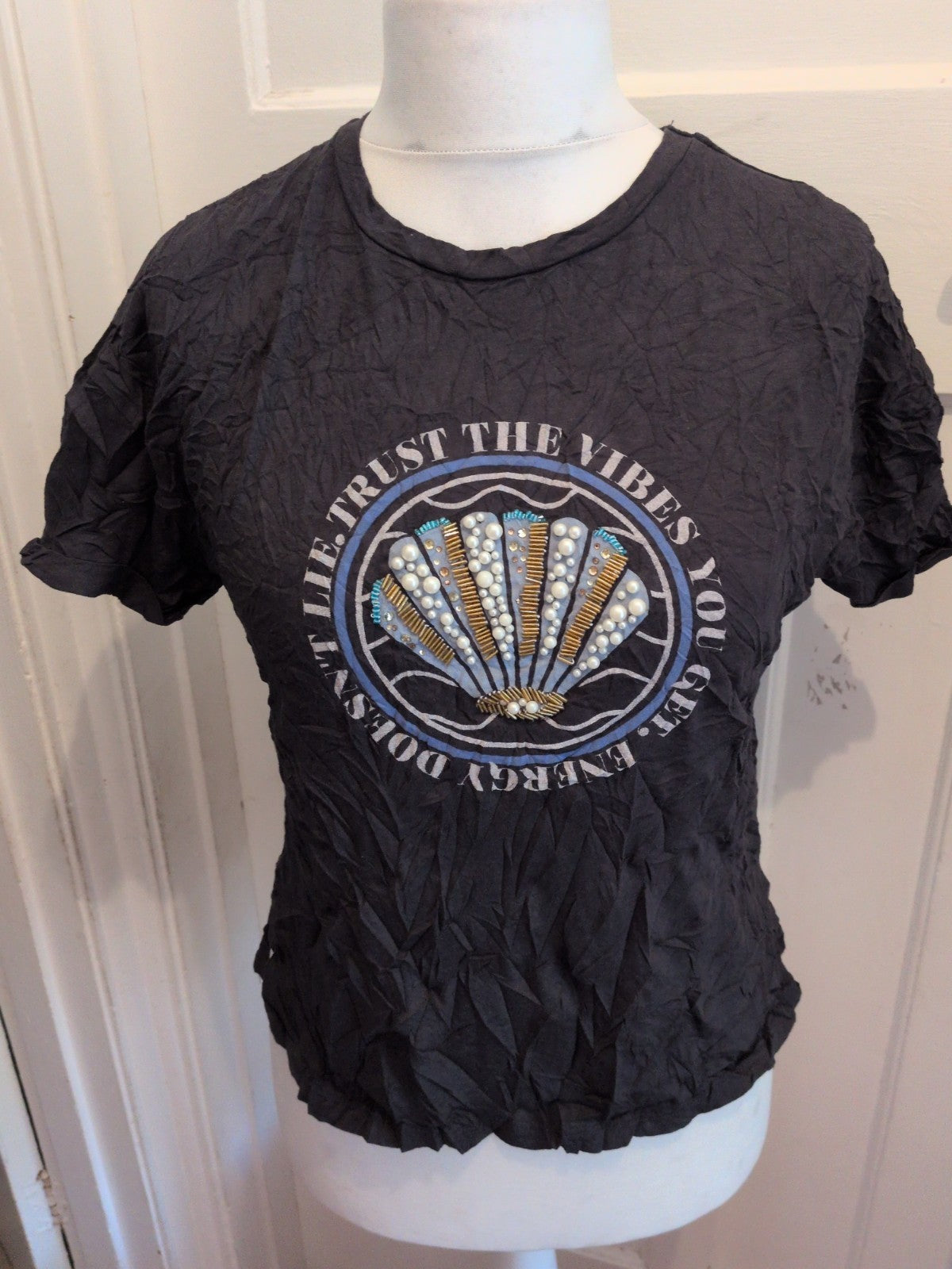 Stradivarius Medium Black Print T-shirt Short Sleeve