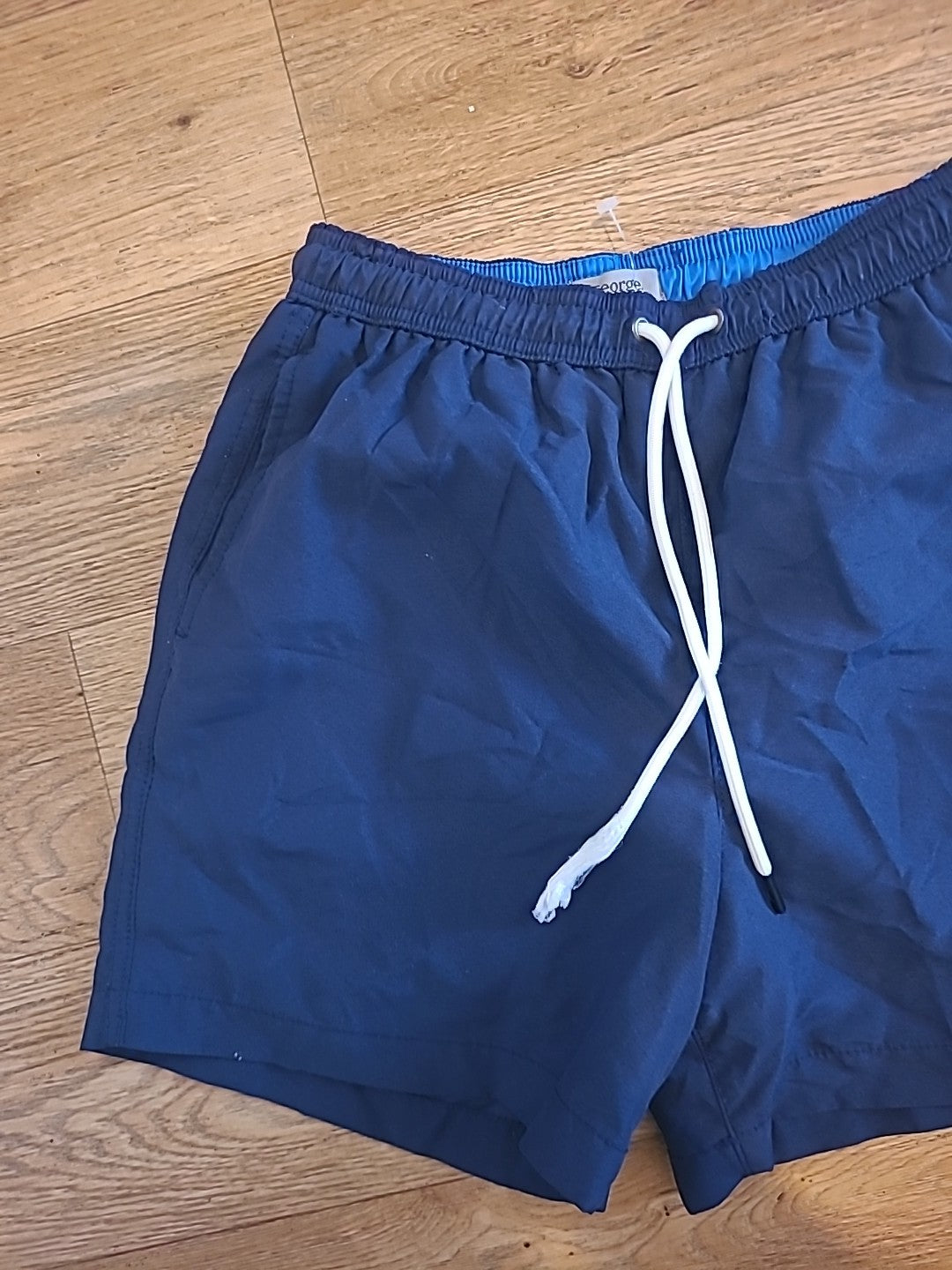 Mens George Size XS Navy Mesh Lined Elasticated Shorts