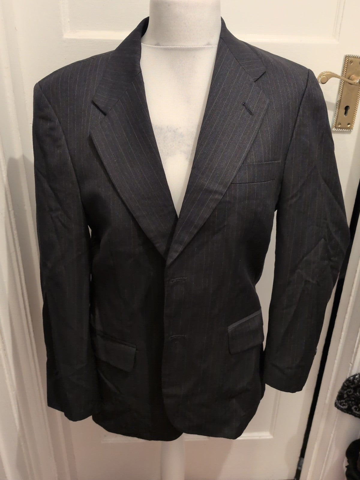38 Short Marks And Spencer Black Pinstripe Suit Jacket