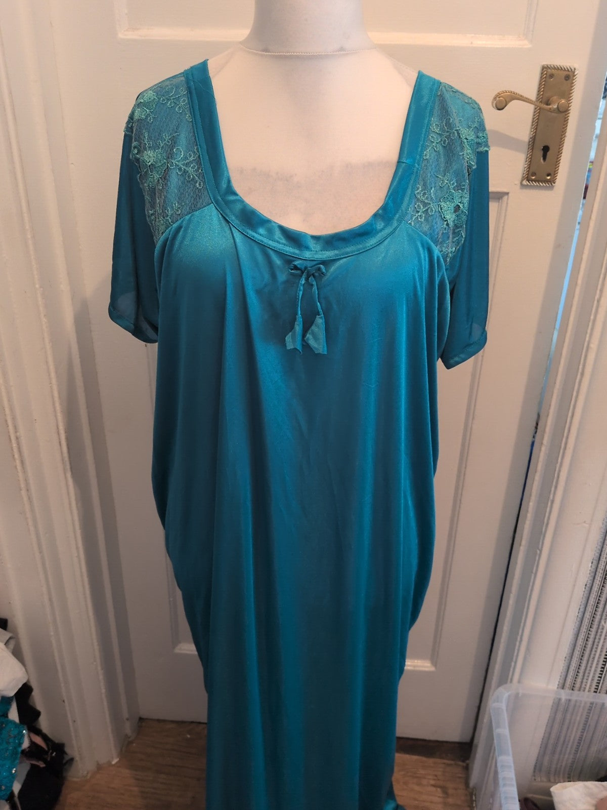 3XL Turquoise Long Length Short Sleeve Nighty