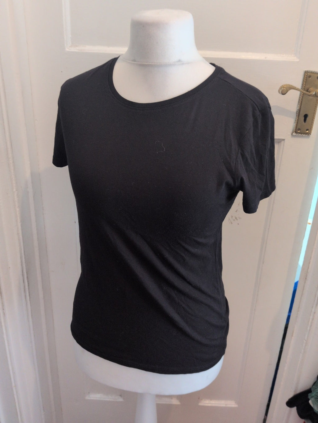 Primark Medium 12/14 Stretch Crew Black T-shirt