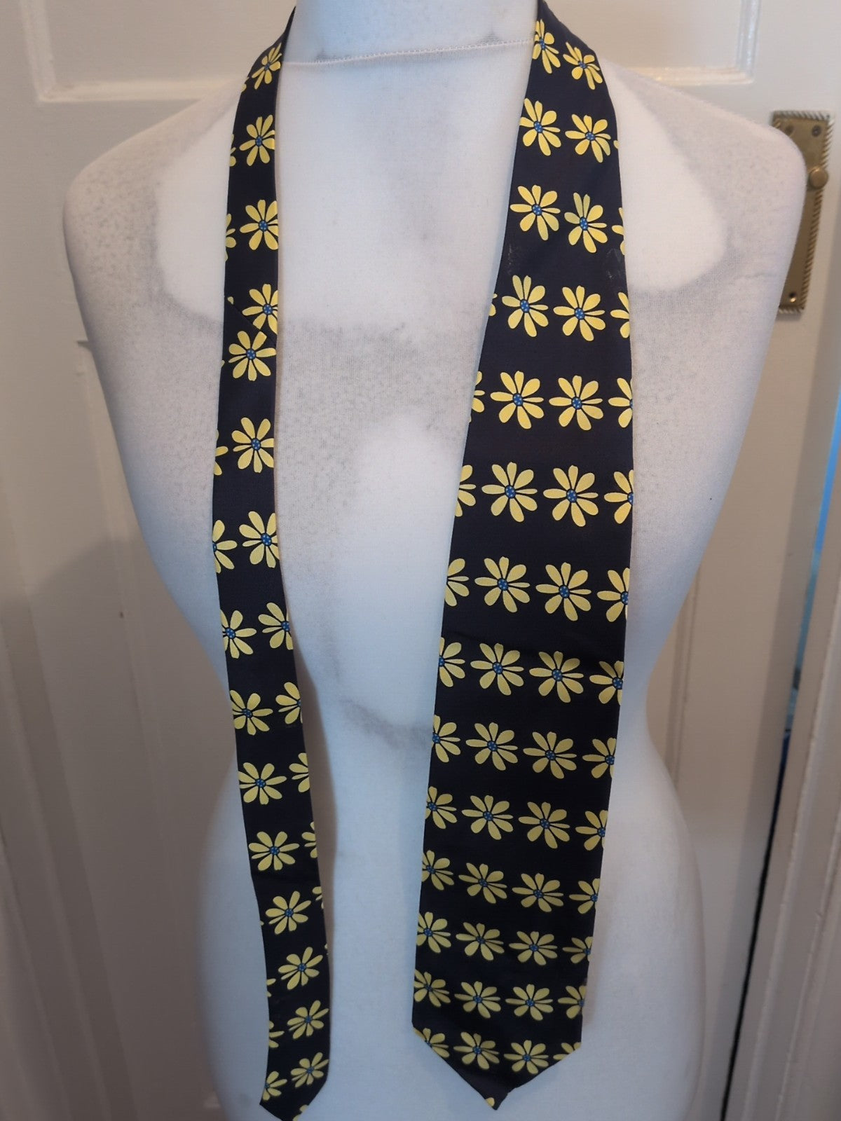 Pure Silk Navy And Yellow Floral Tie