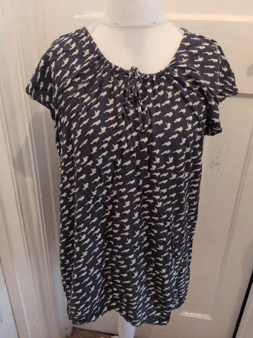 18-20 Multicoloured Bird Pattern Short Sleeve Blouse
