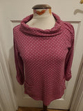 Ladies Country Rose Size 8 Purple/White Spotted Roll Neck Blouse